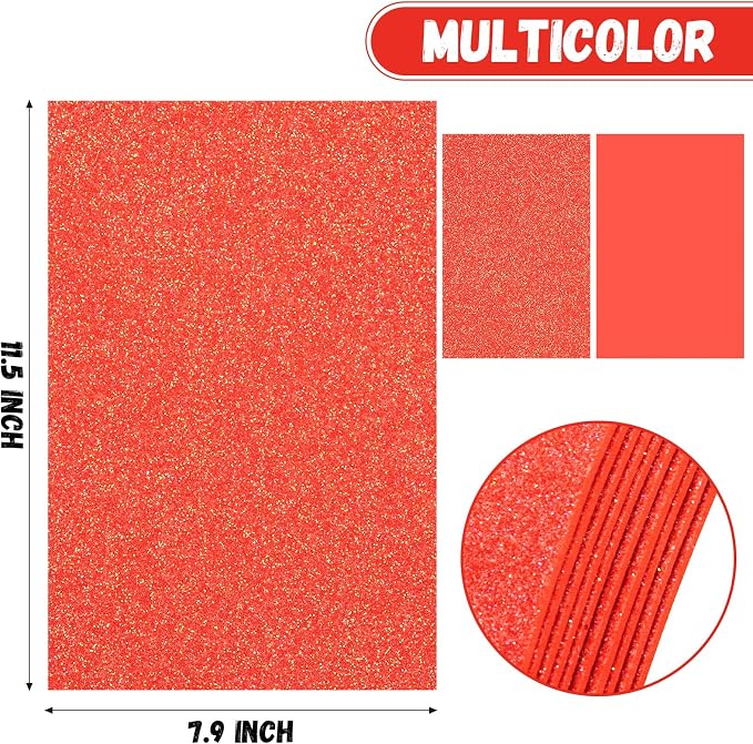 10 Pack Glitter Foam Sheets Craft 8 x 12 inch | Sparkles Foam Paper - Image 2