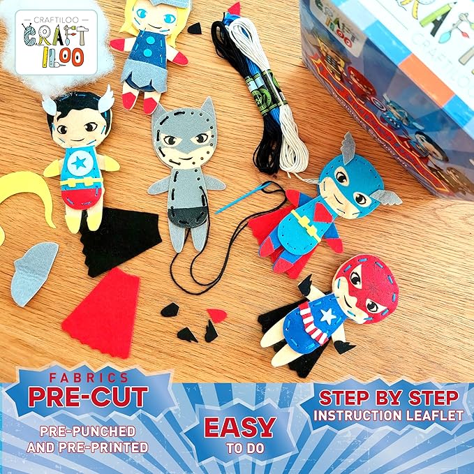 Superhero Sewing Kits for Little Kids 5 Easy Projects for Children Beginners - Image 2