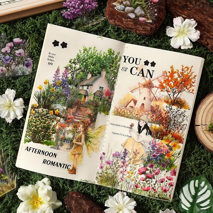 240PCS Floral PET Stickers – Die-Cut Botanical Landscape Stickers - Image 6
