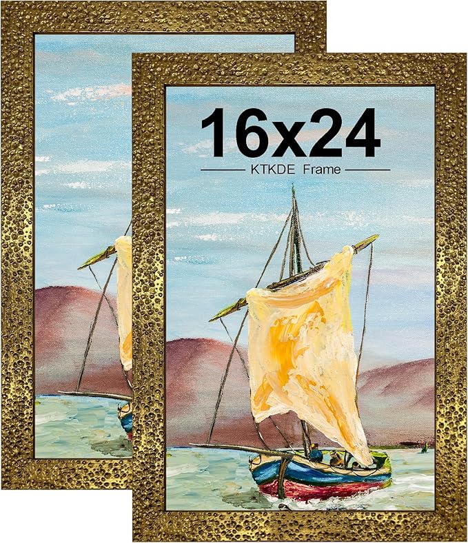 KTKDE 16x24 Picture Frame Set of 2, Ornate Vintage Gold Poster Frames by KTKDE