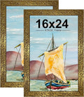 KTKDE 16x24 Picture Frame Set of 2, Ornate Vintage Gold Poster Frames by KTKDE