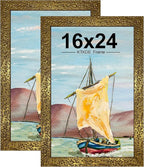 KTKDE 16x24 Picture Frame Set of 2, Ornate Vintage Gold Poster Frames by KTKDE