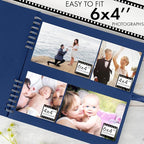 Bstorify Square Scrapbook Photo Albums 80 Pages Blue Thick Paper, Ribbon Closure - Image 4
