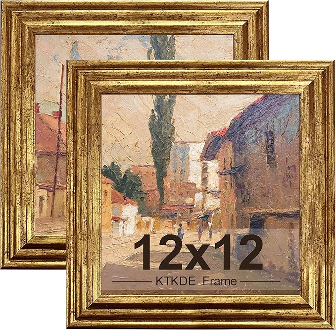 KTKDE 12x12 Picture Frame Set of 2, Ornate Vintage Gold Photo Frames 12 x 12 by KTKDE