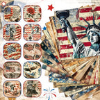 HunnmingRe 20 Pcs 10''x10'' Vintage Patriotic Quilting Fabric Square 4th of - Image 6