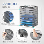 DALTACK 9-Tier Paper Organizer for Desk, Mesh Letter Tray Desk Organizer - Image 4
