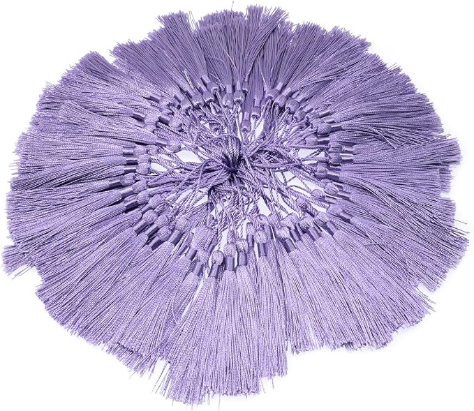 VAPKER 100 Pieces Purple Silky Handmade Soft Tassels 13cm/5-Inch - Image 2