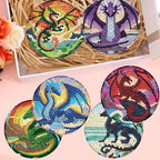 Zythron 8 Pack Diamond Art Coasters, Dragon Diamond Painting Coasters Kits | - Image 6