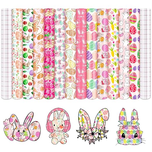 Tintnut Easter Egg Permanent Vinyl 12 Pcs 12"x10" Pink Bunny Adhesive Vinyl | by Tintnut