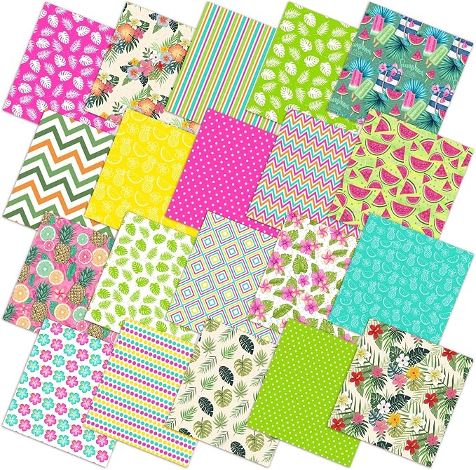 HunnmingRe 20 Pcs 10''x10'' Summer Tropical Quilting Fabric Square Pineapple by HunnmingRe