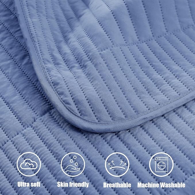 Whale Flotilla Ultra Soft Twin Quilt Bedding Set, Lightweight Microfiber Bluish - Image 7
