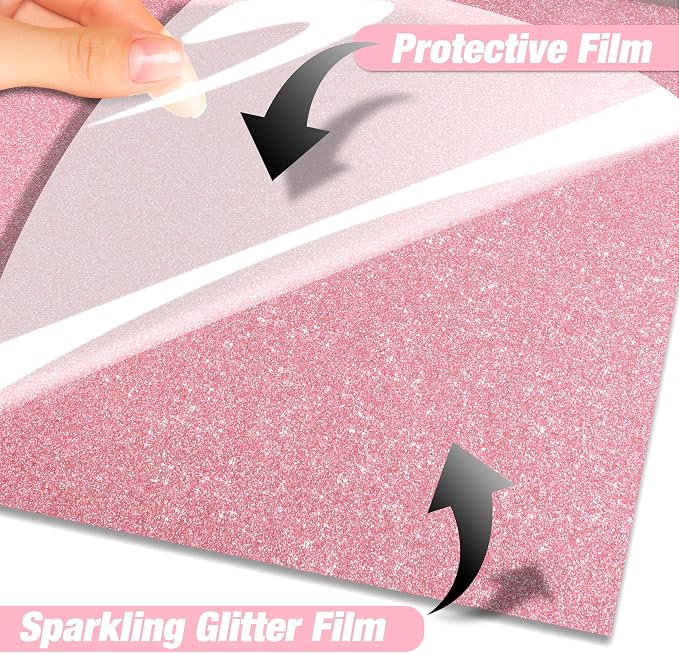 VinylRus Pink Glitter HTV Heat Transfer Vinyl Roll - Image 3