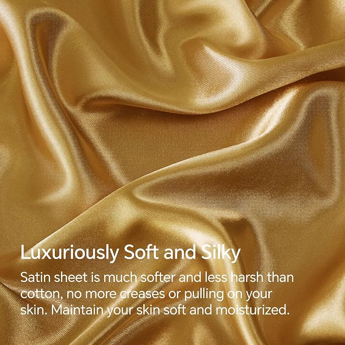 BEDELITE Satin Fitted Sheet and Pillowcase Set, Luxury Soft Similar to Silk - Image 3