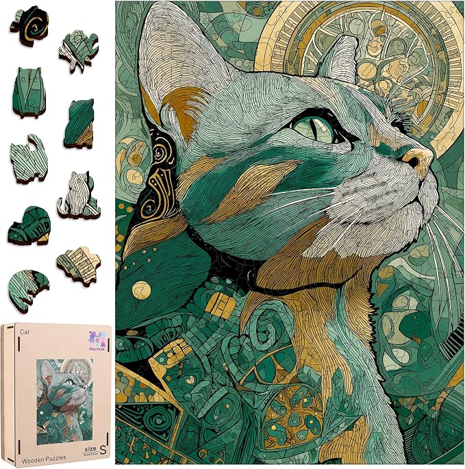 Mocfesk Wooden Puzzles for Adults, Cat Puzzles 208 Pieces | Unique Shaped by Mocfesk