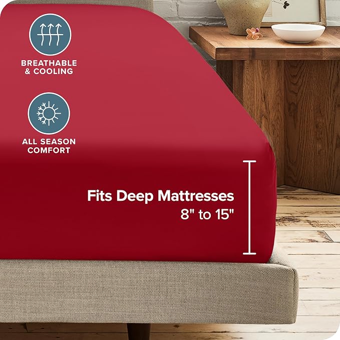 Bare Home 2-Pack Fitted Bottom Sheets Split King - Image 4