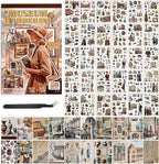 Vintage washi Stickers, Pre-Cut Ephemera Sticker Book by Ahmagen