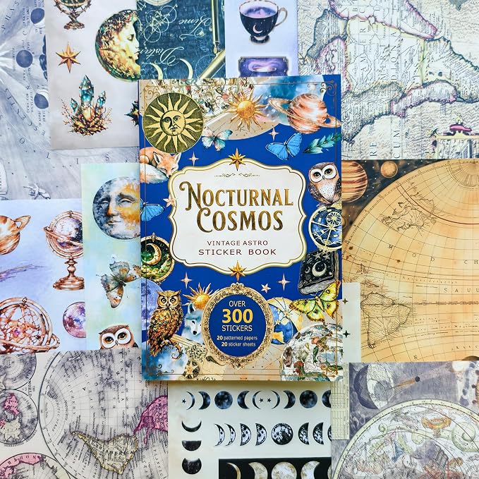Vintage Astrology Sticker Book & Scrapbook Paper Pad, 40 Inner Pages - Image 7