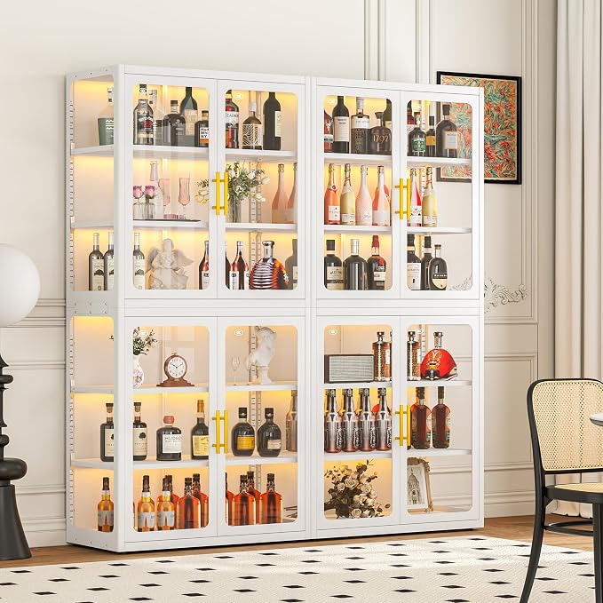 67" Display Cabinet with Glass Doors, 4-Tier Curio Cabinet with Many Color - Image 3