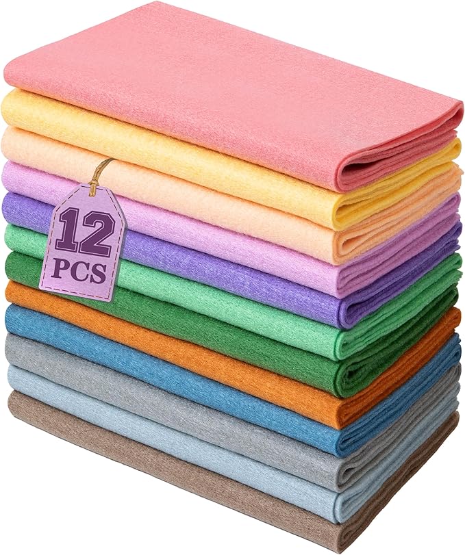 HaoFeiJH 12 Rolls 8"x20" 1.4mm Thick Soft Felt Fabric Sheets – 12 Assorted by HaoFeiJH