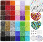 18800Pcs 3mm 48-Color Glass Seed Beads + 260 Alphabet Letter Beads DIY Jewelry by VOOMOLOVE