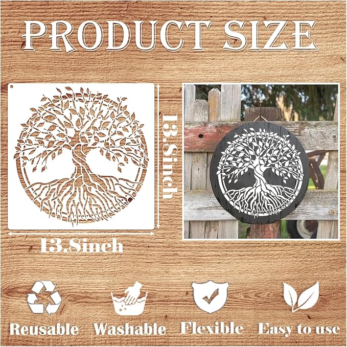 14 Inch Large Tree Stencils for Painting on Wood Crafts Reusable Tree of Life - Image 4
