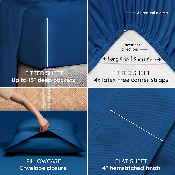 Bambaw Queen Sheet Set 6pcs – 100% Viscose Derived from Bamboo Bed Sheets Queen - Image 5