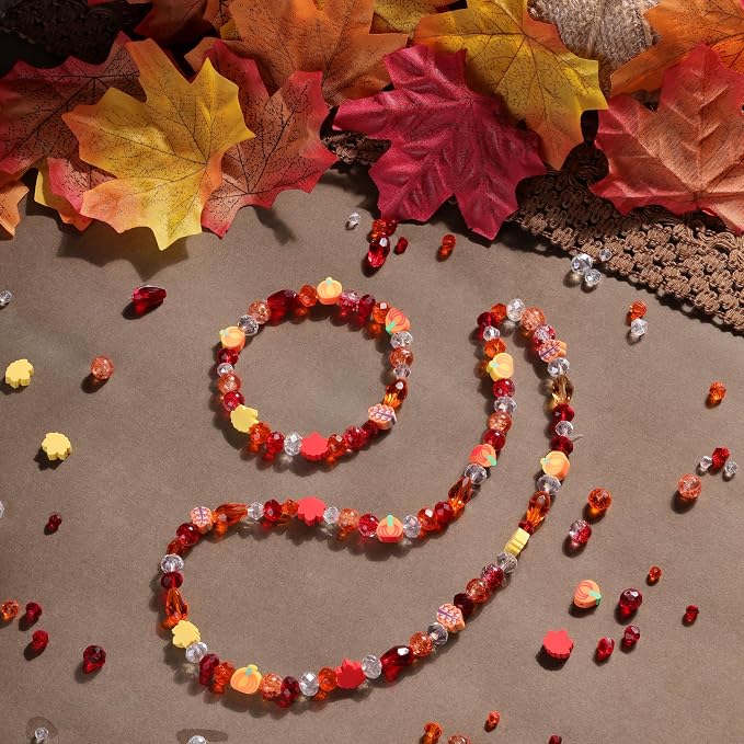 ZHIYUXI 1150PCS Thanksgiving Beads Fall Orange Glass Beads Jewelry Making | - Image 5