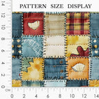 Patchwork Cotton Fabric Panel 61 x 36.6 Inches, Rustic Quilt Style Squares - Image 3