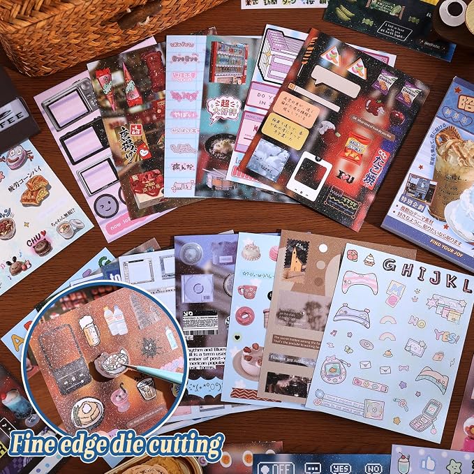 2PCS Girl's Japanese Retro Sticker Book, Food and Daily Life Theme - Image 4