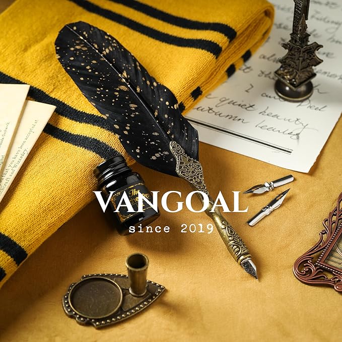 VANGOAL Vintage Black Feather Pen and Ink Set, Classic Series Goose Quill - Image 3
