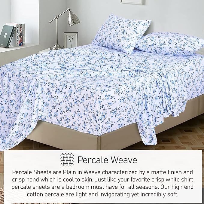 RUVANTI 100% Cotton Sheets – Twin Size Percale Bedding, Cooling & Breathable - Image 6