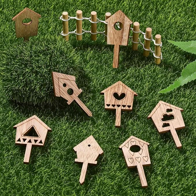 100 pcs Mixed Styles House Theme Unfinished Wood Cutout Charms Lovely Home Wood - Image 6