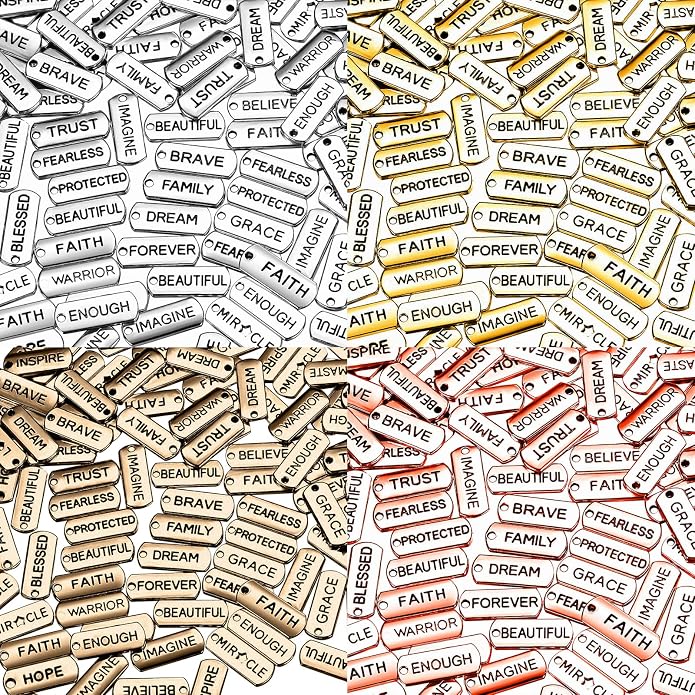 Hicarer 80 Pieces Word Charms Pendants Engraved Motivational Charms Pendants by Hicarer