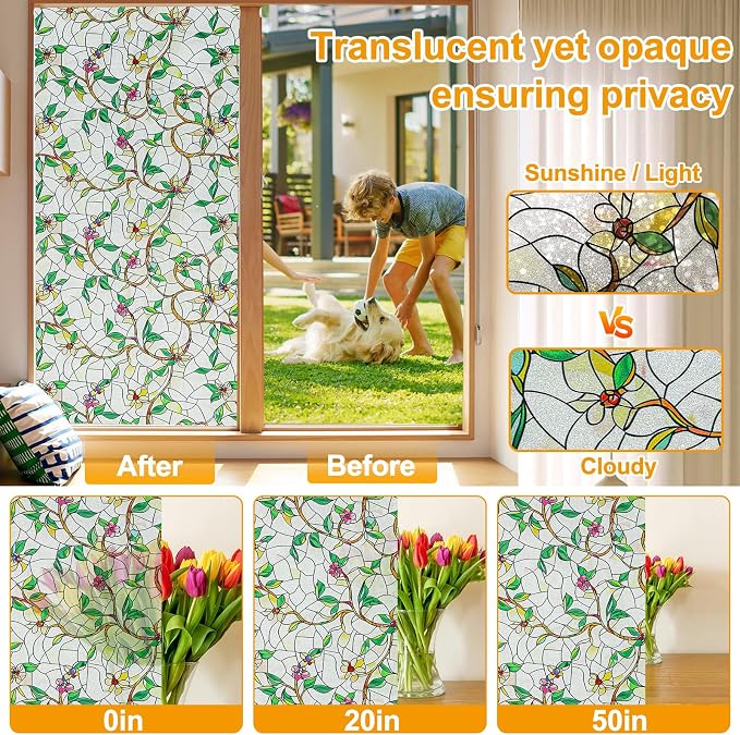 Window Privacy Film Stain Glass Window Film Rainbow Window Film Window clings - Image 3