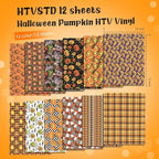 HTVSTD Pumpkin Halloween HTV Heat Transfer Vinyl 12pcs 12×10in | Halloween - Image 2