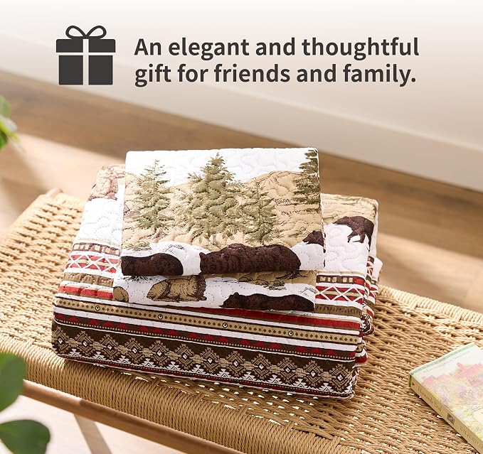 PPOLCA Cabin Queen Quilt Bedding Set, Christmas Lightweight Reversible Rustic - Image 7