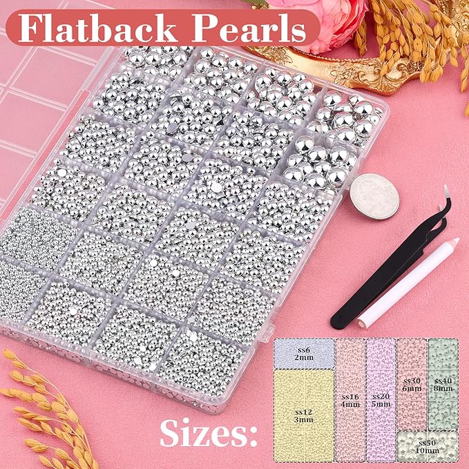 13000Pcs Flatback Pearls for Crafting, Bedazzling Bead for DIY Crafts Clothing - Image 2
