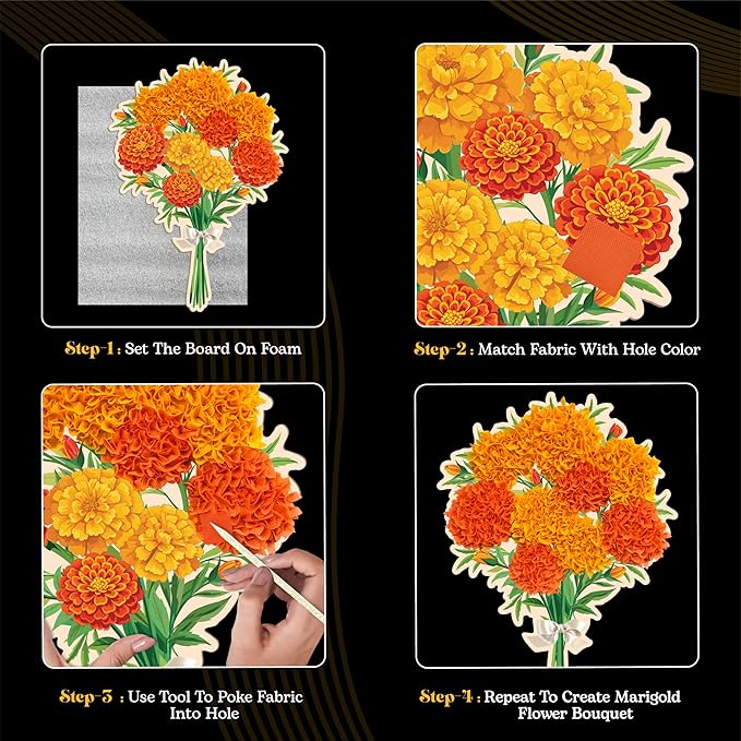 Unwynd Poke Art Marigold Flower Bouquet | Mess-Free Arts and Crafts - Image 4