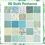 70 Pcs 10 x 10 Inch Green Floral Cotton Fabric Squares, Precut Printed - Image 4