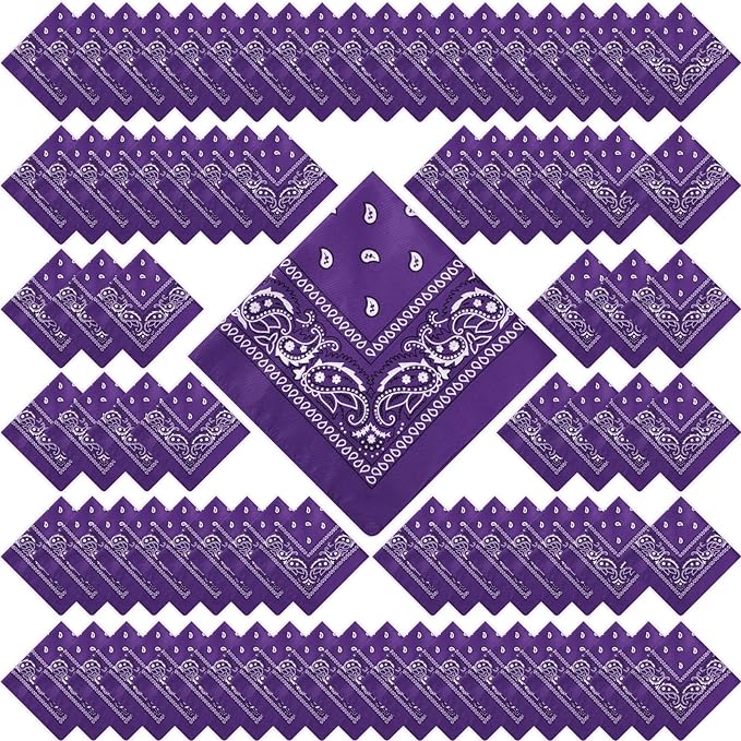 100 Pack Bandanas Unisex Paisley Bandanas Bulk Multi Purpose Cowboy Head Wrap by Handepo