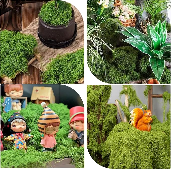 Fake Moss for Plants Indoor, 3.5OZ Dual-Color Artificial Moss for Crafts - Image 6