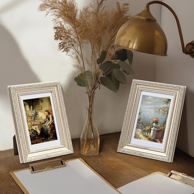 eletecpro 4x6 Vintage Picture Frame, Glass Cover, Horizontal or Vertical - Image 6