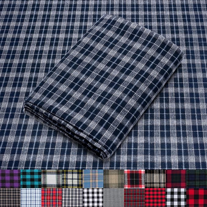 Pico Textiles 6 Yards Bolt Blue Tartan Plaid Flannel Fabric by PicoTextiles