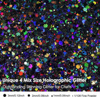 Renfio Holographic Glitter, 9.7oz/275g Laser Black Chunky Glitter - Image 3