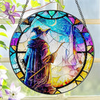 Stained Glass Window Hanging, LAOWEIKI 8'' Witch Suncatcher, Stained Glass by Unknown