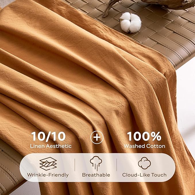 JELLYMONI 100% Washed Cotton Duvet Cover Queen – Soft, Breathable Linen-Look - Image 3