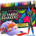 ARTISTRO 20 Fabric Markers for Clothes and Textiles – Permanent No-Bleed Fabric by ARTISTRO