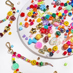 304PCS Beads Keychain Making Kit, Acrylic Colorful Letter Star Smile Bow - Image 7