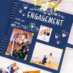 Bstorify Square Scrapbook Photo Albums 80 Pages Blue Thick Paper, Ribbon Closure - Image 6