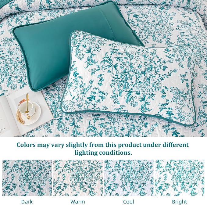 WONGS BEDDING Quilt King Size, Teal Quilt Bedding Set - Image 5